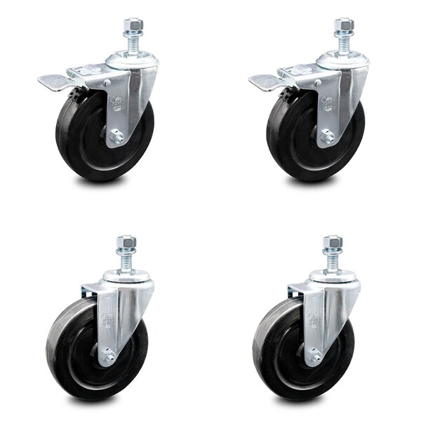 Service Caster 5 Inch Hard Rubber Swivel 12mm Threaded Stem Caster Total Lock Brakes, 2PK SCC-TSTTL20S514-HRS-M1215-2-S-2 - main